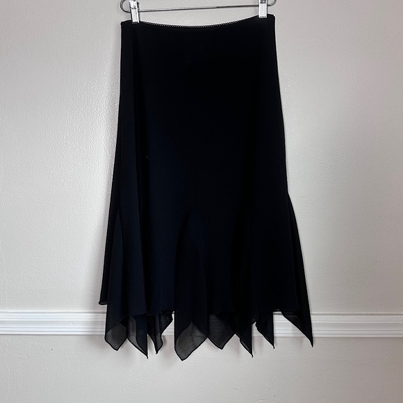 Ronni Nicole Black Midi Skirt M Flouncy Hanky Hem Witchy Whimsigoth Y2K Vintage - Picture 4 of 14